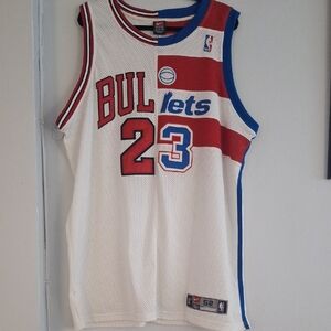 Reversible Bulls and Nets Basketball Jersey - Red, Blue, White